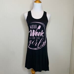 Black Pink Work Week Tank Dress Crescent Moon Small Pajamas